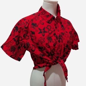 Upcycled Hot Topic Gothic Sigil Crop Top (fits like an XL)‼️Price is firm